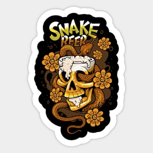 Snake Beer Skull Sticker